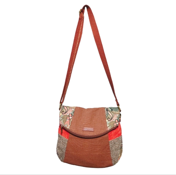 Sakroots Canvas Mixed Print Bohemian  Boho Foldover Crossbody Bag Handbag Purse - Picture 5 of 12